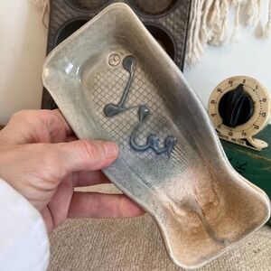 Studio Art Pottery Spoon Rest Handmade Signed Marked  (3600)